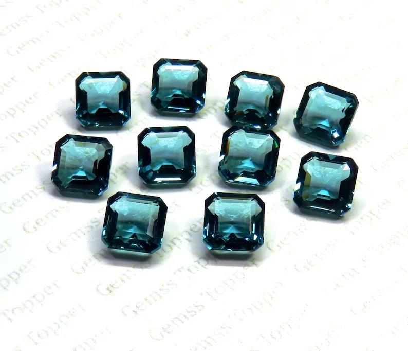London Blue Topaz 10x10 mm Square Asscher Cut